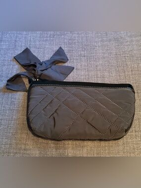 TALBOTS Black Quilted Zipper bag with Bow Tie Accent